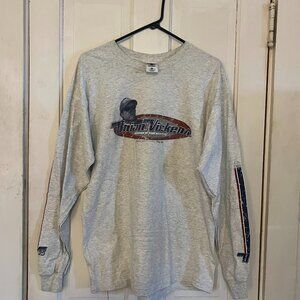 Brian Vickers Gray Long Sleeve T-Shirt Large Cotton Fruit of the Loom